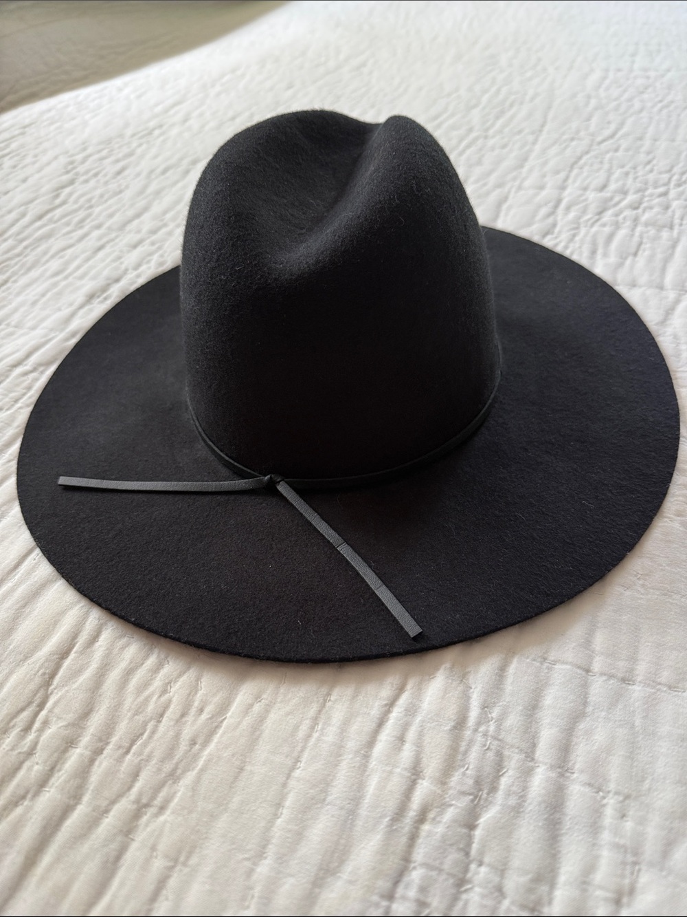 Banana Republic Black Wide-Brim Felt Fedora with Slim Band Accent
